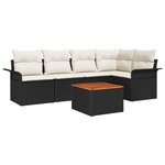 Ensemble de Canapés de Jardin 6 Pièces avec Coussins Rattan Poly Noir