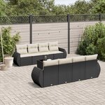 vidaXL Salon de jardin 9 Pièces avec coussins noir résine tressée