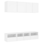 vidaXL Unités murales TV 5 Pièces blanc bois d'ingénierie