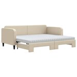 vidaXL Lit de jour avec gigogne et matelas crème 90x200 cm tissu