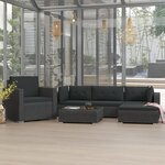 vidaXL Salon de jardin 6 Pièces avec coussins Résine tressée Noir