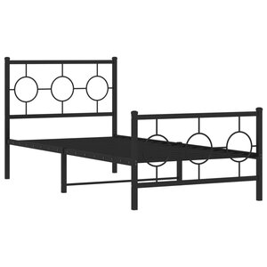 vidaXL Cadre de lit métal avec tête de lit/pied de lit noir 90x200 cm