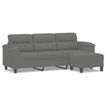 vidaXL Canapé 3 places repose-pieds Gris foncé 180 cm Tissu microfibre