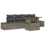 vidaXL Ensemble de canapé de jardin 5 pièces avec coussins gris en poly rotin