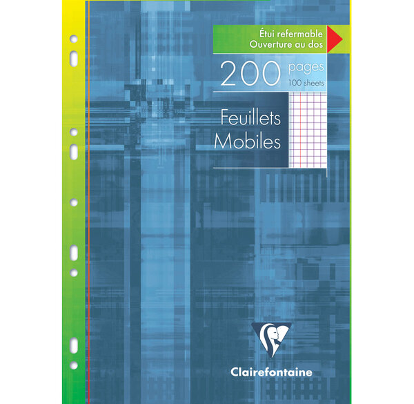 Feuillets mobiles s/étui 21x29,7 200p Q.5x5 + marge CLAIREFONTAINE