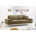 Hexagone - Canapé droit 3 places - Tissu Olive - 216 x 90 x 80 cm - Gustave
