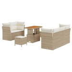 Ensemble de canapé vidaXL 8 pièces avec coussins Beige Poly Rattan Acacia