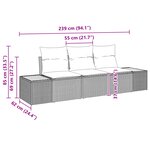 Set de canapé de jardin 3 pièces vidaXL avec coussins Beige Poly Rotin Acacia