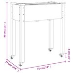 vidaXL Jardinière sur roues avec doublure gris 71x37x80 cm bois sapin