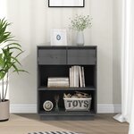 vidaXL Armoire console Gris 60x34x75 cm Bois de pin solide