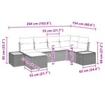 vidaXL Ensemble de Canapé de Jardin 6 Pièces avec Coussins Gris Poly Rattan Acacia