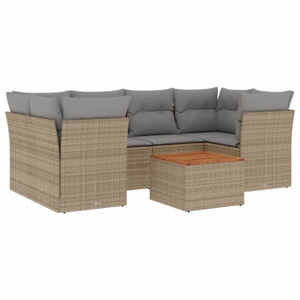 vidaXL Salon de jardin avec coussins 7 Pièces beige résine tressée