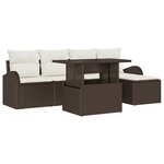 vidaXL Ensemble de canapé de jardin 6 pièces avec coussins Marron Poly Rotin