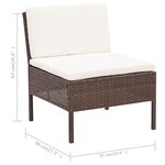 vidaXL Salon de jardin 3 Pièces avec coussins Résine tressée Marron