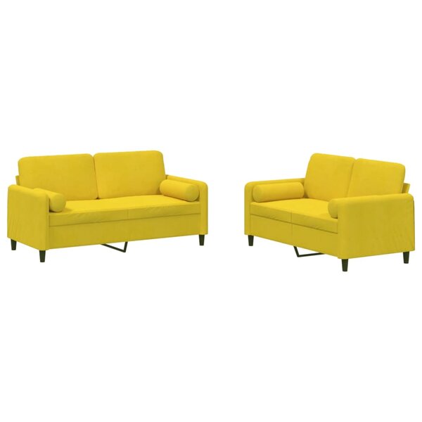 vidaXL Ensemble de canapés 2 Pièces avec coussins jaune velours