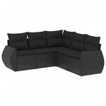 vidaXL Salon de jardin 5 Pièces avec coussins noir résine tressée