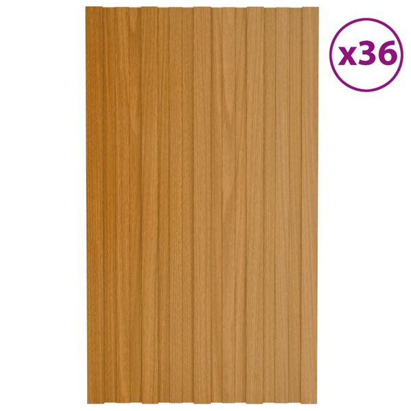vidaXL Panneaux de toiture 36 Pièces acier galvanisé naturel 80x45 cm