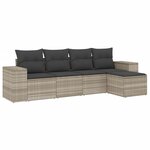 vidaXL Salon de jardin 5 Pièces avec coussins gris clair résine tressée