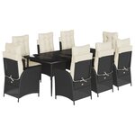 vidaXL Ensemble à manger de jardin 9Pièces coussins noir résine tressée