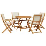 vidaXL Ensemble à manger de jardin 5 Pièces blanc crème tissu bois massif