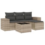 vidaXL Salon de jardin 5 Pièces avec coussins gris clair résine tressée