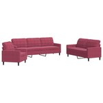 vidaXL Ensemble de canapés 3 Pièces avec coussins Rouge bordeaux Velours