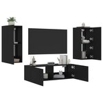 vidaXL Meuble TV muraux 3 Pièces avec lumières LED noir