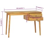 vidaXL Bureau avec 2 tiroirs 110x52x75 cm Bois de teck solide