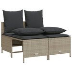 vidaXL Salon de jardin 5 Pièces avec coussins gris clair résine tressée