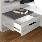 LEONARD Lit adulte 140 x 190 cm + 2 Chevets et Tête de lit en simili - chêne - 195 7 x 235 5 x 90 5 cm
