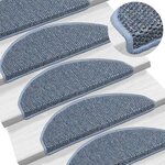 vidaXL Tapis d'escalier autocollants 15 Pièces 65x21x4 cm Bleu
