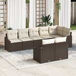 vidaXL Ensemble de salle à manger de jardin 8 pièces avec coussins Marron Poly Rattan