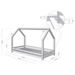 Lit cabane enfant FUNNY 120 x 200 bois naturel