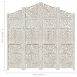 vidaXL Cloison de séparation 4 panneaux Blanc 160x165 cm Bois manguier