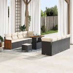 vidaXL Ensemble de canapé de jardin 11 pièces avec coussins noir poly rotin acacia