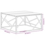 vidaXL Table basse argenté acier inoxydable et verre trempé