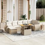 vidaXL Salon de jardin avec coussins 8 Pièces beige résine tressée