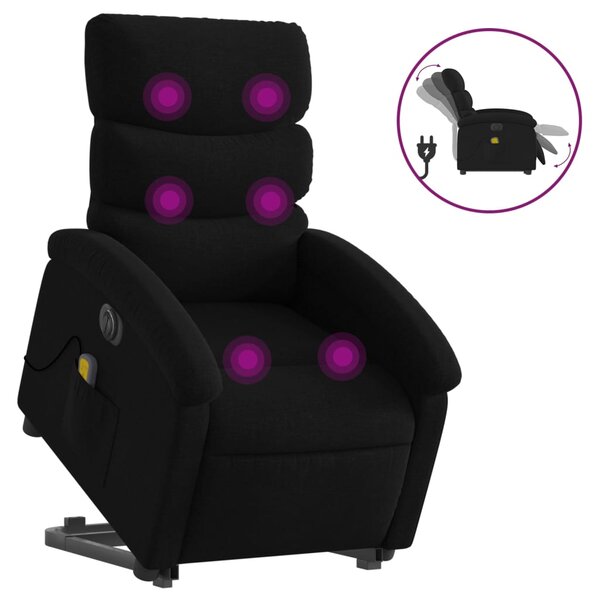 vidaXL Fauteuil inclinable de massage électrique Noir Tissu