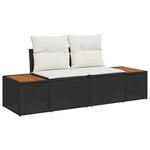 vidaXL Ensemble de Canapés de Jardin de 5 Pièces avec Coussins Noir Poly Rattan Acacia