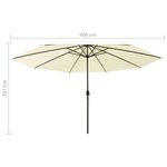 vidaXL Parasol d'extérieur avec LED et mât en métal 400 cm Sable
