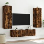 vidaXL Meuble TV mural avec lumières LED chêne fumé 60x35x41 cm