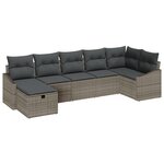 vidaXL Ensemble de canapé de jardin 7 pièces avec coussins Gris Poly Rattan