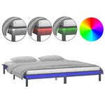 vidaXL Cadre de lit à LED sans matelas gris 140x190 cm bois massif