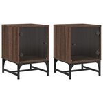 vidaXL Tables de chevet et portes vitrées 2Pièces chêne marron 35x37x50cm
