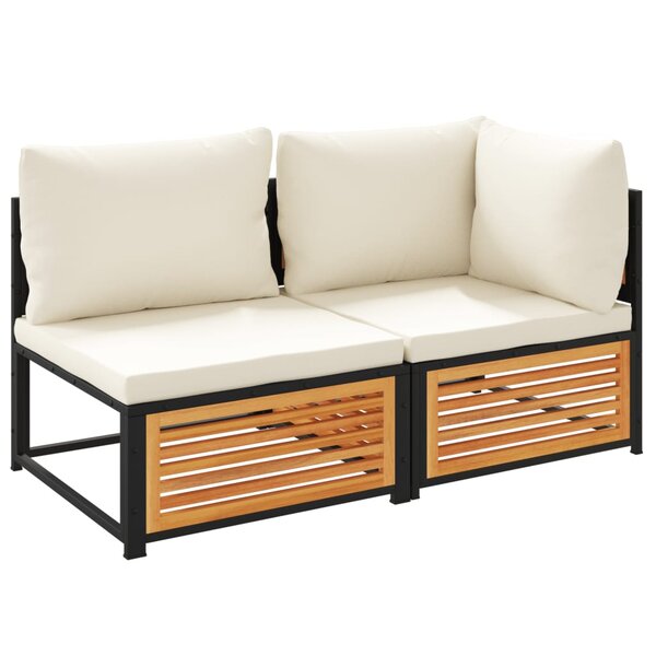 vidaXL Canapé de jardin avec coussins 2 places bois massif d'acacia