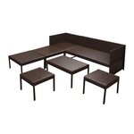 Salon de jardin meuble d'extérieur ensemble de mobilier 6 pièces avec coussins résine tressée marron 02_0016889