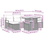 Ensemble de Canapé de Jardin 7 Pièces avec Coussins Marron Poly Rotin