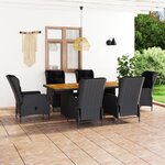 vidaXL Ensemble à manger d'extérieur 7Pièces et coussins rotin gris foncé