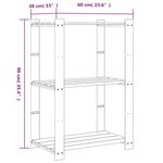vidaXL Support de rangement à 3 niveaux noir 60x38x90 cm bois pin