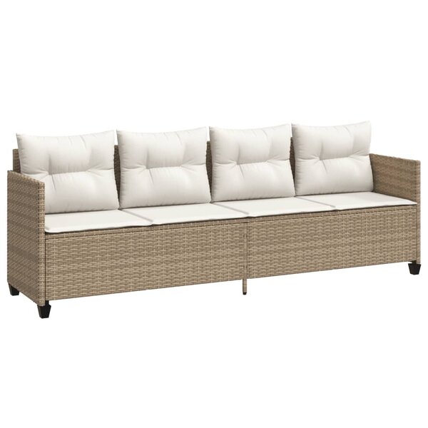 vidaXL Chaise longue avec coussins beige résine tressée